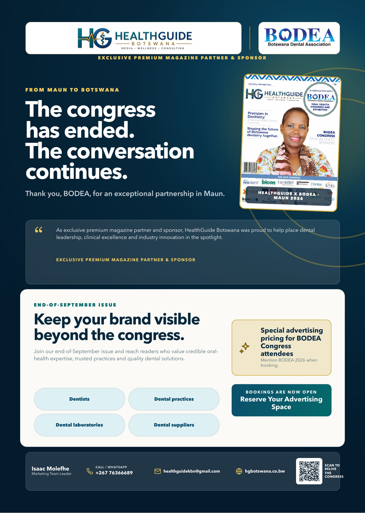 Original HealthGuide-branded BODEA Congress 2026 photo-story cover
